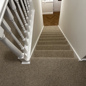 Loop Wool Carpet Beige On Stairs