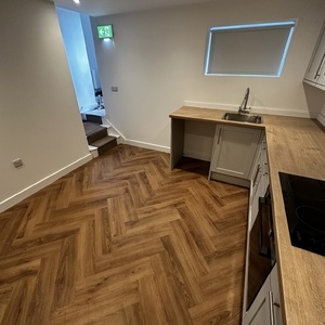 Oak Herringbone With Roller Blind 